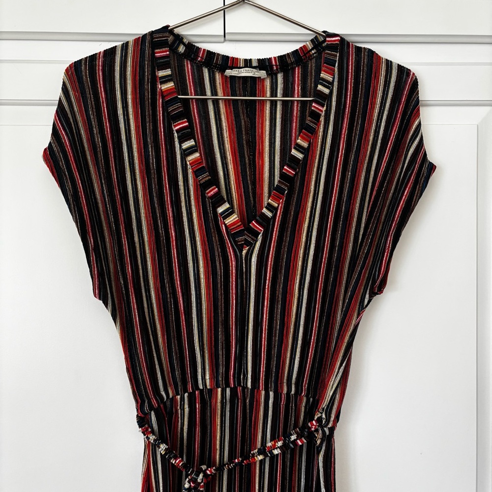 Zara Striped Maxi Dress in Black, Red, Green - Picture 3 of 8